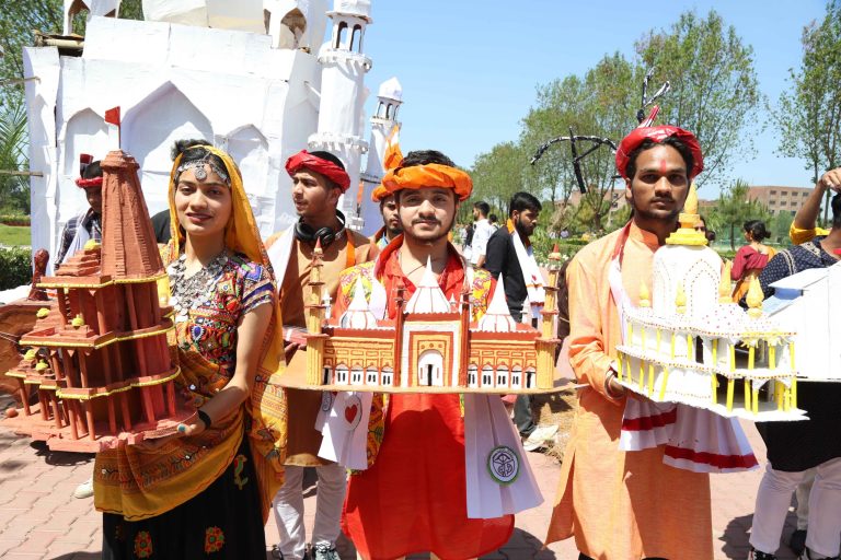 Students-performing-cultural-dance-and-showcasing-tableau-of-various-regions-during-One-India-2024-cultural-fest-at-LPU-campus-4-scaled